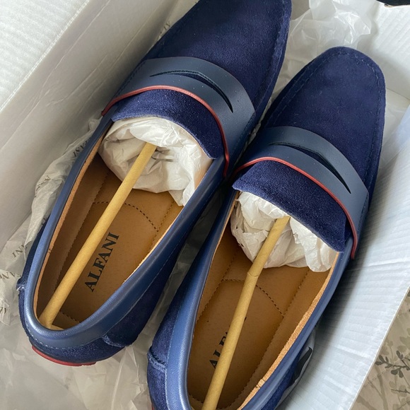 ALFANI NAVY BLUE SUEDE LEATHER SHOES - Picture 2 of 9